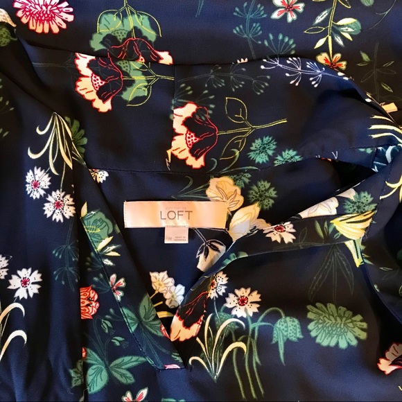 LOFT | Women's Valley Floral Bow Blouse | Navy - Picture 10 of 11
